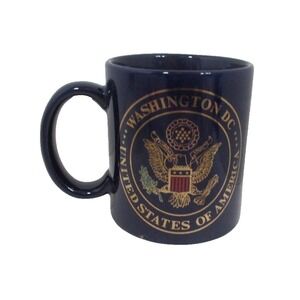 Washington DC blue gold eagle flag seal coffee cup mug souvenir